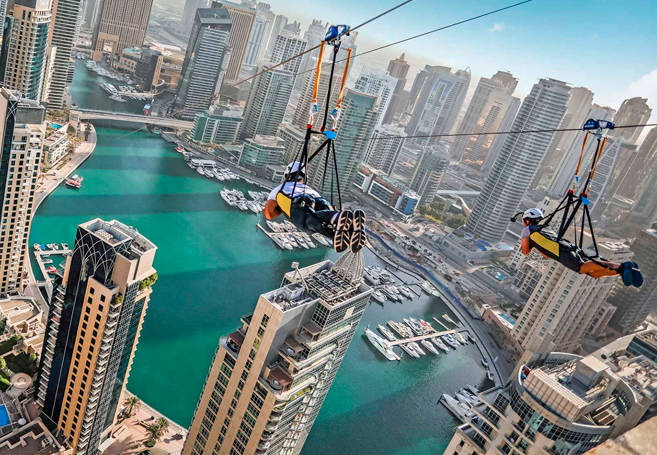 туры в Xline Dubai Marina зиплайн тарзанка ОАЭ летом